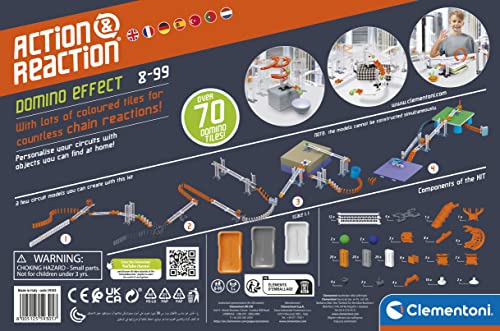 Clementoni- Action Reaction Dominó-Juego de Pistas y Efectos a Partir de 8 años, Multicolor (59305)