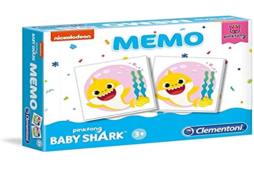 Clementoni- Baby Shark Memoria Infantil de 3 años, Educativo, Pares, Juego de correspondencia con Tarjetas Fabricadas en Italia, 18100, Multicolor