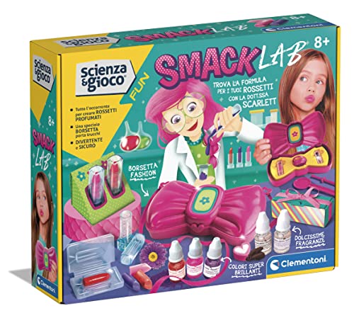 Clementoni - Ciencia Fun-Smack Lab, Juego Científico 8 Años, Laboratorio Niña, Kit para Hacer Pintalabios y Brillo De Labios, Versión En Italiano, Color, 19353