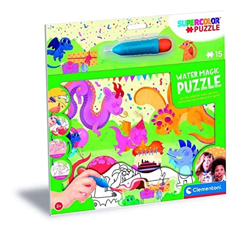 Clementoni Infantil 15 Piezas Dragones Bebés, Water Reveal, Puzzle para Pintar con Agua, a Partir de 3 años (22245), Multicolor, M