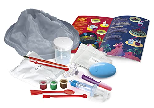 Clementoni Lab-Volcanes y Super Kit experimentos Ciencia, erupción volcánica didáctica Fluorescente, Juego científico Niños 8 Años, Laboratorio, Made in Italy, Multicolor, Medio, 19276