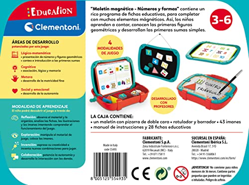 Clementoni- Maletín Magnético Números y Formas Education Juego Educativo, Multicolor, Mediano (55493)