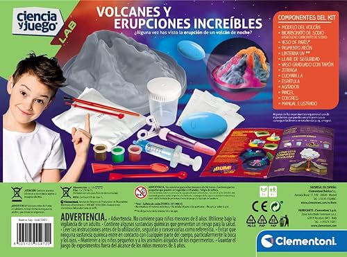 Clementoni - Volcán Brillante en la Oscuridad Juego científico, Juguete Ciencias a Partir de 8 años (55472)