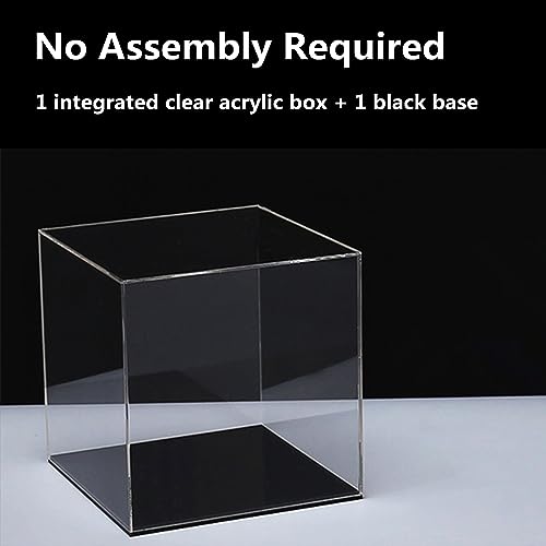 Cliselda Vitrina acrílica Transparente Totalmente montada, Caja organizadora acrílica con Base Negra para Figuras de acción, Juguetes de colección (10x10x10cm)