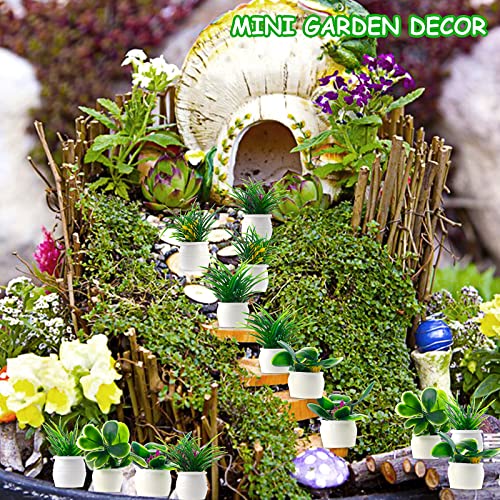 cobee Juego de Plantas en Miniatura para casa de muñecas, 14 piezasp lanta bonsái 1:12 Mini Plantas en Maceta Modelo de Flores Adorno de jardín decoración de Hadas