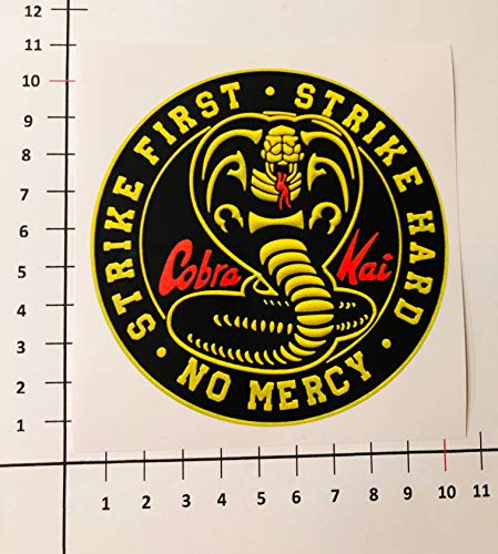 Cobra Kai Strike First Strike Hard NO Mercy Mi442 - Pegatina para karate