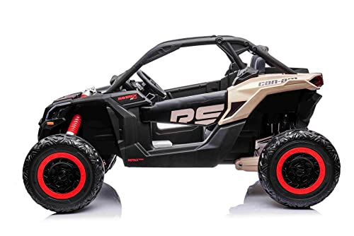 Coche eléctrico para niños 4 x 4 Can-am Maverick, negro, suspensión delantera y trasera, coche eléctrico para niños de 12 V con mando a distancia de 2,4 GHz, batería portátil, 4 motores de 35 W, coche