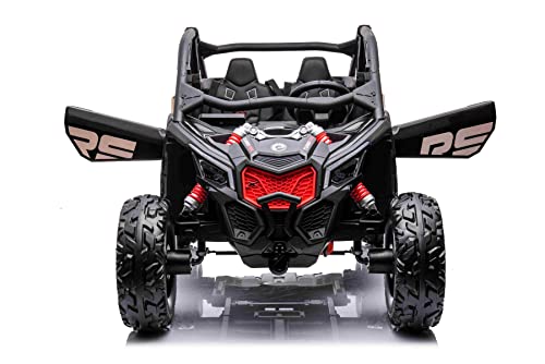 Coche eléctrico para niños 4 x 4 Can-am Maverick, negro, suspensión delantera y trasera, coche eléctrico para niños de 12 V con mando a distancia de 2,4 GHz, batería portátil, 4 motores de 35 W, coche