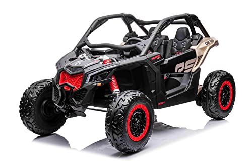 Coche eléctrico para niños 4 x 4 Can-am Maverick, negro, suspensión delantera y trasera, coche eléctrico para niños de 12 V con mando a distancia de 2,4 GHz, batería portátil, 4 motores de 35 W, coche