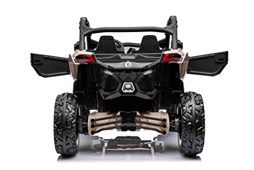 Coche eléctrico para niños 4 x 4 Can-am Maverick, negro, suspensión delantera y trasera, coche eléctrico para niños de 12 V con mando a distancia de 2,4 GHz, batería portátil, 4 motores de 35 W, coche