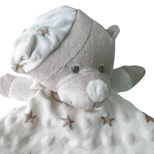 Cocholate - Doudou atrapasueños topitos y Estrellas - Personalizable con Nombre Bordado - Muñeco de apego - Regalo Nacimiento - Regalo bebé recién Nacido - 28x17cm