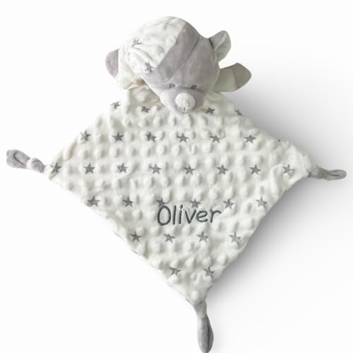 Cocholate - Doudou atrapasueños topitos y Estrellas - Personalizable con Nombre Bordado - Muñeco de apego - Regalo Nacimiento - Regalo bebé recién Nacido - 28x17cm