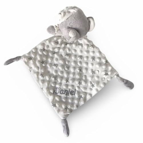 Cocholate - Doudou atrapasueños topitos y Estrellas - Personalizable con Nombre Bordado - Muñeco de apego - Regalo Nacimiento - Regalo bebé recién Nacido - 28x17cm