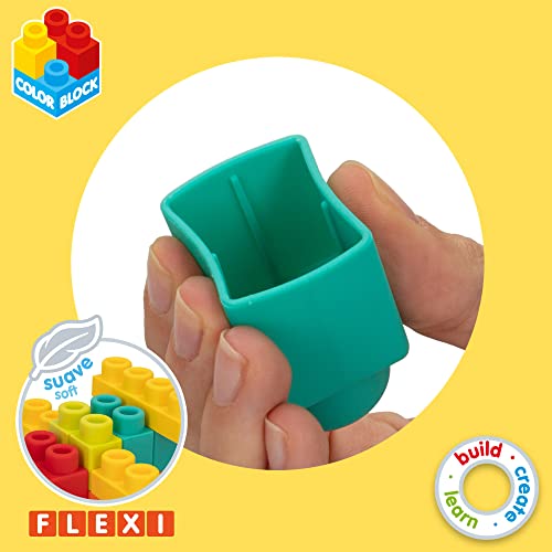 COLOR BLOCK 49733 - Bloques de Construcción para niños Flexi / Incluye 52 piezas, juguetes para niños, juegos educativos / Piezas de construcción Grandes de diversas formas, colores y textura blanda