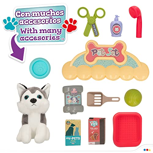 Colorbaby 49759 - Maletín peluquería canina para niños 2 en 1 / Salón de belleza para perritos y mascotas / Juguetes para niños y niñas, perro mascota, perro de juguete / Centro veterinario