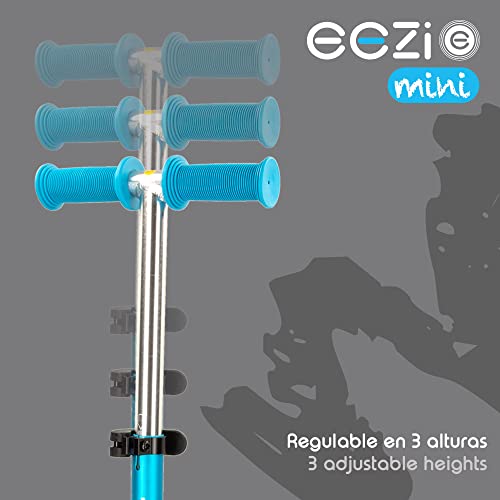 COLORBABY 54132, Patinete 3 ruedas infantil con luces de colores y manillar desmontable, Eezi mini color azul, Tamaño 26x61x69,5cm, Peso máximo 20kg, Patinetes para niños, Juguetes y regalos