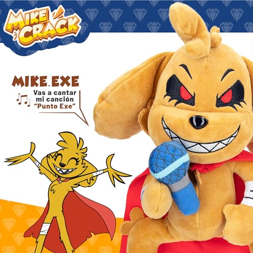 COLORBABY Mikecrack, Peluche Interactivo, Perro Mike.Exe, con música, Grabación y reproducción de Voz, Juguete Personaje Youtube, 29 cm, Canta Punto Exe, Repite lo Que Dices (85425)