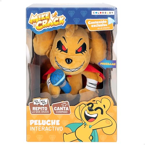 COLORBABY Mikecrack, Peluche Interactivo, Perro Mike.Exe, con música, Grabación y reproducción de Voz, Juguete Personaje Youtube, 29 cm, Canta Punto Exe, Repite lo Que Dices (85425)