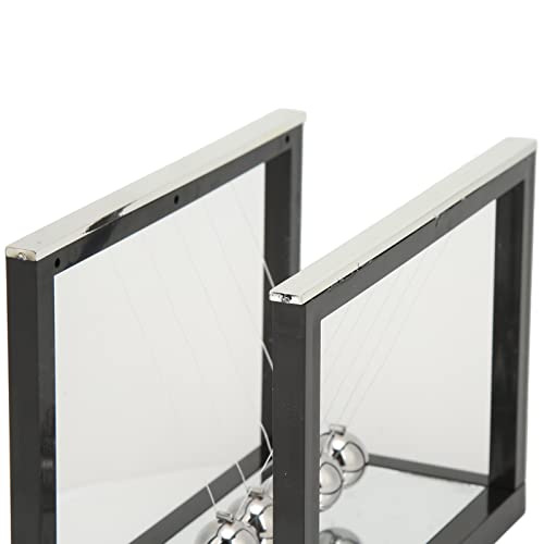 Columpio de péndulo Newton, juguete físico de ciencia grande Newton Cradle Balance Balls con 5 bolas de hierro y base de espejo, aliviar el estrés, 15,8 x 8,4 x 11,6 cm