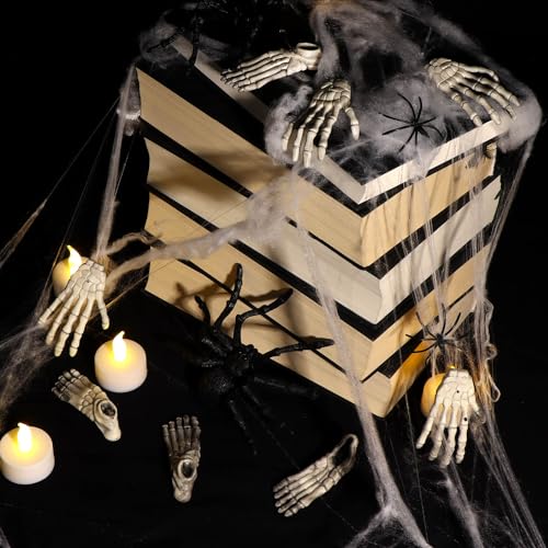 com-four® Juego de Huesos de 8 Piezas - Decoración de Halloween - Manos y pies de plástico - Huesos Artificiales como decoración anatómica para Fiestas