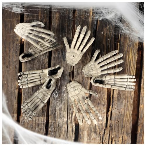 com-four® Juego de Huesos de 8 Piezas - Decoración de Halloween - Manos y pies de plástico - Huesos Artificiales como decoración anatómica para Fiestas