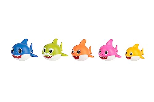 Comansi - Set Colección Baby Shark - 5 Figuras: Baby Shark, Mommy Shark, Daddy Shark, Grandpa Shark, Grandma Shark