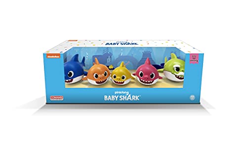 Comansi - Set Colección Baby Shark - 5 Figuras: Baby Shark, Mommy Shark, Daddy Shark, Grandpa Shark, Grandma Shark