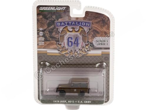 Compatible con 1970 Jeep DJ-5 U.S. Army Battalion 64 Series 1" 1:64 Greenlight 61010C