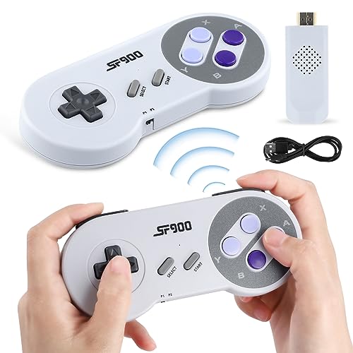 Consola de videojuegos retro HDMI, SF900 Consola de juegos de calidad retro HD SFC Battle 2.4G inalámbrico con dos asas consola de juego retro inalámbrica integrada 5000 juegos para adultos