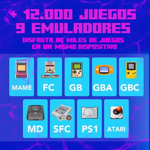 Consola Retro Game Stick con HDMI: 2 Mandos Inalámbricos, 64GB Micro SD, 9 Emuladores y 12,000 Juegos Preinstalados - Sistema de Guardado de Partida