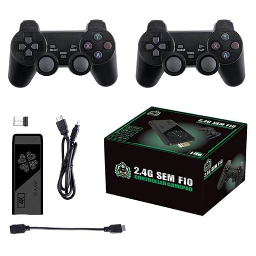 Consola Retro Game Stick con HDMI: 2 Mandos Inalámbricos, 64GB Micro SD, 9 Emuladores y 12,000 Juegos Preinstalados - Sistema de Guardado de Partida