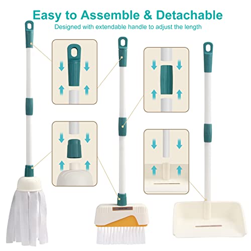 Coolplay Kids Cleaning Set for Toddlers Pretend Play Broom Set, 12pcs Mop and Cleaning Toys Set Pretend Playset Detachable Broom Mop Dustpan