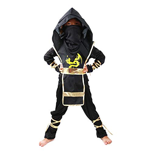 Cosplay Disfraz de Ninja Disfraces de Fiesta de Ninjago para niños Disfraces de Halloween para niños y niñas Disfraz de superhéroe Disfraz de Ninja Conjunto de Ropa para niños Regalo Black L