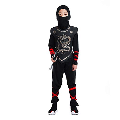 Cosplay Disfraz de Ninja Disfraces de Fiesta de Ninjago para niños Disfraces de Halloween para niños y niñas Disfraz de superhéroe Disfraz de Ninja Conjunto de Ropa para niños Regalo Black M