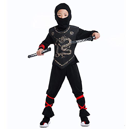 Cosplay Disfraz de Ninja Disfraces de Fiesta de Ninjago para niños Disfraces de Halloween para niños y niñas Disfraz de superhéroe Disfraz de Ninja Conjunto de Ropa para niños Regalo Black M