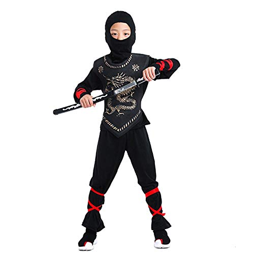 Cosplay Disfraz de Ninja Disfraces de Fiesta de Ninjago para niños Disfraces de Halloween para niños y niñas Disfraz de superhéroe Disfraz de Ninja Conjunto de Ropa para niños Regalo Black M