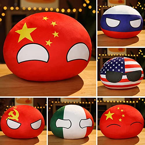 Country Ball Toys Almohada Felpa, Polandball Countryball Francia Rusia Reino Unido Alemania Italia Plushies, Regalos Cumpleaños Navidad para Fanáticos L Anime 30 Cm Japón Close Eye