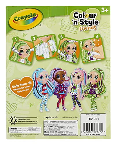CRAYOLA Color Colour 'N' Style Friends Dolls-Jade | Juego de Colorear Creativo con marcadores Lavables para niños a Partir de 3 años, Individual, Violeta, 5 Count (Pack of 1) (918937.005)