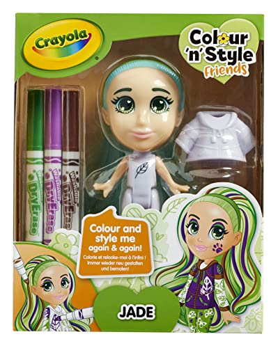 CRAYOLA Color Colour 'N' Style Friends Dolls-Jade | Juego de Colorear Creativo con marcadores Lavables para niños a Partir de 3 años, Individual, Violeta, 5 Count (Pack of 1) (918937.005)
