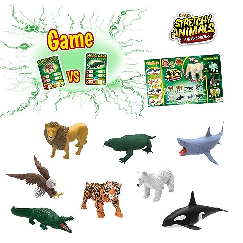 CRAZE Pack de 12 Stretchy Animals Big Predators - Figuras de Animales con Piel elástica, Relleno Especial, Efectos Especiales y Cartas para Jugar Hay 16 Modelos para Coleccionar