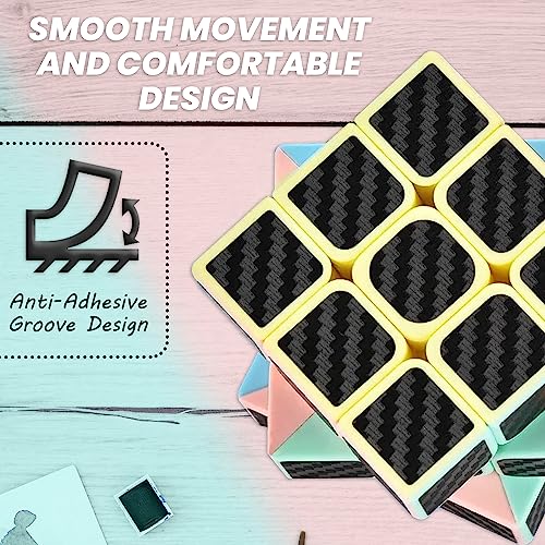 CREADY® Cubo Mágico 3x3 Velocidad, Puzzle De Gran Resistencia, Speed Cube Rompecabezas Educativo para Niños Y Adultos, Tensión Ajustable, Adhesivos De Fibra De Carbono, 5.5 cm, Oscuro Claro