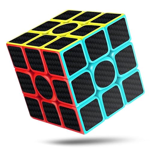 CREADY® Cubo Mágico 3x3 Velocidad, Puzzle De Gran Resistencia, Speed Cube Rompecabezas Educativo para Niños Y Adultos, Tensión Ajustable, Adhesivos De Fibra De Carbono, 5.5 cm, Oscuro