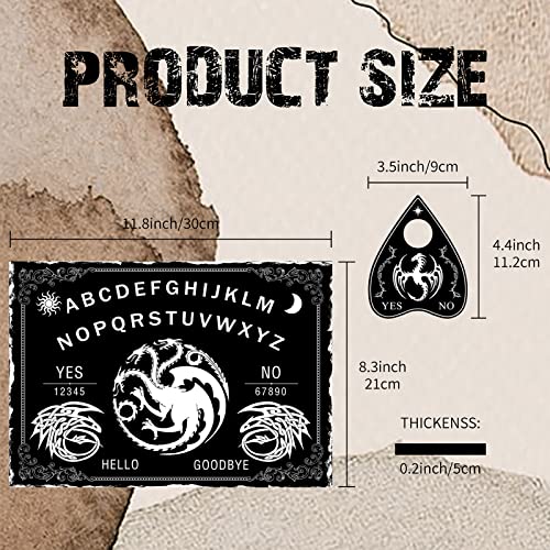 CREATCABIN Dragon Wood Spirit Board Talking Ouija Boards Pendulum Board de Madera con Planchette Dowsing Divination Game Kit Spirit Hunt Mensaje Metafísico Decoración Witch Stuff para Wicca 11.8 x 8.3