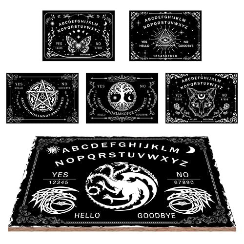 CREATCABIN Dragon Wood Spirit Board Talking Ouija Boards Pendulum Board de Madera con Planchette Dowsing Divination Game Kit Spirit Hunt Mensaje Metafísico Decoración Witch Stuff para Wicca 11.8 x 8.3