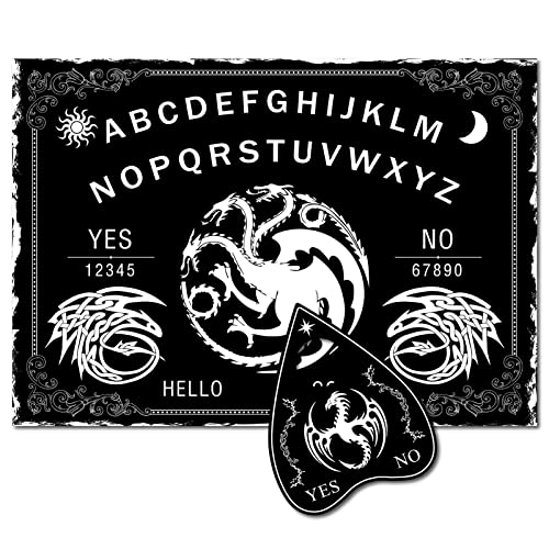 CREATCABIN Dragon Wood Spirit Board Talking Ouija Boards Pendulum Board de Madera con Planchette Dowsing Divination Game Kit Spirit Hunt Mensaje Metafísico Decoración Witch Stuff para Wicca 11.8 x 8.3