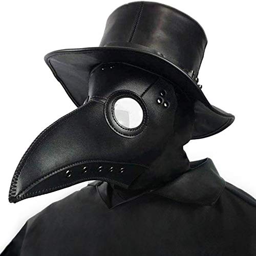 Creepy Party Doctor de la Peste Máscara Negro Cuero Nariz Larga Máscaras Steampunk Disfraz para Fiesta de Halloween Cosplay de Carnaval