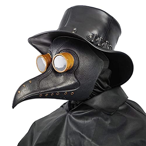 Creepy Party Doctor de la Peste Máscara Negro Remache Nariz Larga Máscaras Steampunk Disfraz para Fiesta de Halloween Cosplay de Carnaval