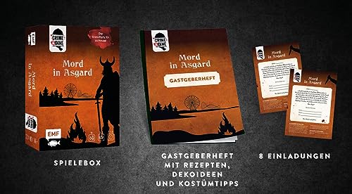 Crime & Dine – Juego de cena de asesinato en Asgard: fiesta de crimen en casa con invitaciones, cuadernos de rollos, mapa de ubicación, notas, tarjetas de mesa, recetas, ideas de disfraces y más: para