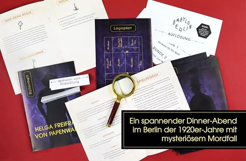 Crime & Dine – Juego de Cena de Crimen Babylon Berlín, el Juego Oficial de la Serie!: Fiesta de Crimen en casa con Cuadernos de Rollos, Mapa de ubicación, Notas, Recetas, Ideas de Disfraces y más: