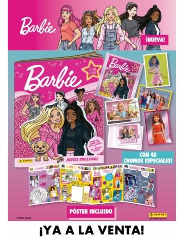 Cromos BARBIE Juntas Brillamos 2023 (Album + 10 sobres, 5 cromos por sobre)